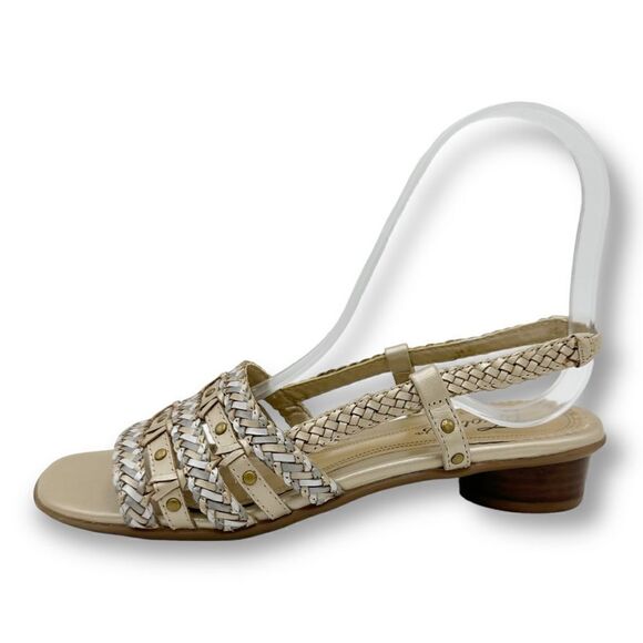 TROTTERS Womens Abigail Gold/Silver Metallic Slingback Sandal Gold Stud 7 Narrow - Picture 2 of 14